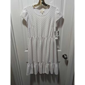 NEW! 52seven Textured White Short Sleeve Tiered Dress Size Spring Summer Size S